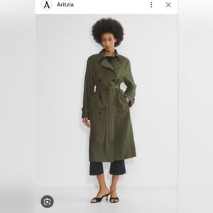 SOLD ELSEWHERE Aritzia Olive Organic Cotton Double-Breasted Trench Coat